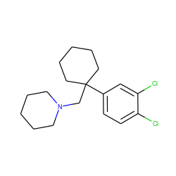 Clc1ccc(C2(CN3CCCCC3)CCCCC2)cc1Cl ZINC000066136529