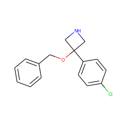 Clc1ccc(C2(OCc3ccccc3)CNC2)cc1 ZINC000096924139