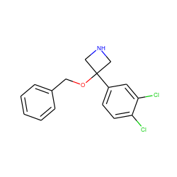 Clc1ccc(C2(OCc3ccccc3)CNC2)cc1Cl ZINC000096924124