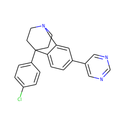 Clc1ccc(C23CCN(CC2)Cc2cc(-c4cncnc4)ccc23)cc1 ZINC000114351374