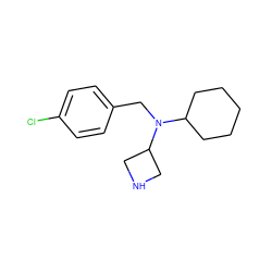 Clc1ccc(CN(C2CCCCC2)C2CNC2)cc1 ZINC000299824695