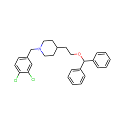 Clc1ccc(CN2CCC(CCOC(c3ccccc3)c3ccccc3)CC2)cc1Cl ZINC000013760752