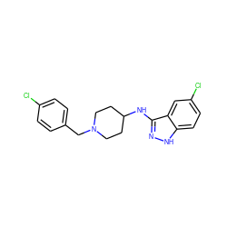 Clc1ccc(CN2CCC(Nc3n[nH]c4ccc(Cl)cc34)CC2)cc1 ZINC000028529497