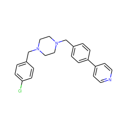 Clc1ccc(CN2CCN(Cc3ccc(-c4ccncc4)cc3)CC2)cc1 ZINC000040937552