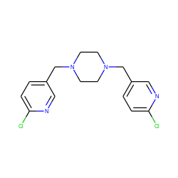 Clc1ccc(CN2CCN(Cc3ccc(Cl)nc3)CC2)cn1 ZINC000022939273