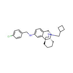 Clc1ccc(CNc2ccc3c(c2)[C@@]24CCCC[C@H]2[C@@H](C3)N(CC2CCC2)CC4)cc1 ZINC000084668463