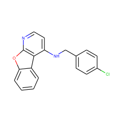 Clc1ccc(CNc2ccnc3oc4ccccc4c23)cc1 ZINC000064559058