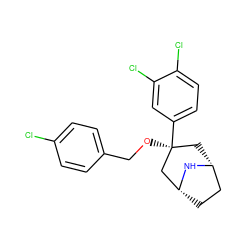 Clc1ccc(CO[C@]2(c3ccc(Cl)c(Cl)c3)C[C@@H]3CC[C@H](C2)N3)cc1 ZINC000101300649