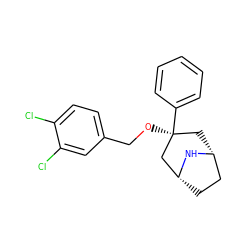 Clc1ccc(CO[C@]2(c3ccccc3)C[C@@H]3CC[C@H](C2)N3)cc1Cl ZINC000101300587