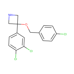 Clc1ccc(COC2(c3ccc(Cl)c(Cl)c3)CNC2)cc1 ZINC000096924125