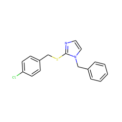 Clc1ccc(CSc2nccn2Cc2ccccc2)cc1 ZINC000000286897