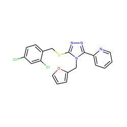 Clc1ccc(CSc2nnc(-c3ccccn3)n2Cc2ccco2)c(Cl)c1 ZINC000004312978