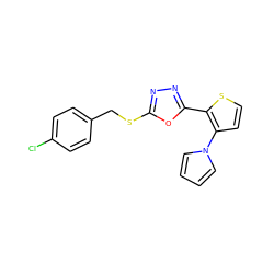 Clc1ccc(CSc2nnc(-c3sccc3-n3cccc3)o2)cc1 ZINC000001398817