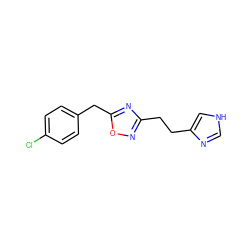 Clc1ccc(Cc2nc(CCc3c[nH]cn3)no2)cc1 ZINC000027977643