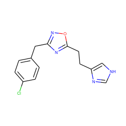 Clc1ccc(Cc2noc(CCc3c[nH]cn3)n2)cc1 ZINC000000006638