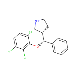 Clc1ccc(Cl)c(O[C@@H](c2ccccc2)[C@H]2CCNC2)c1Cl ZINC000095587482