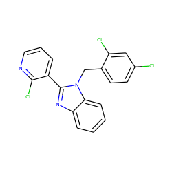 Clc1ccc(Cn2c(-c3cccnc3Cl)nc3ccccc32)c(Cl)c1 ZINC000003134590