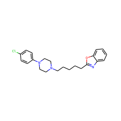 Clc1ccc(N2CCN(CCCCCc3nc4ccccc4o3)CC2)cc1 ZINC000169350280