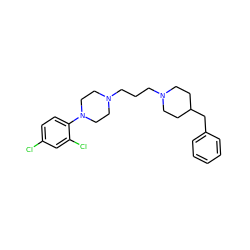 Clc1ccc(N2CCN(CCCN3CCC(Cc4ccccc4)CC3)CC2)c(Cl)c1 ZINC000653737459