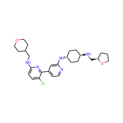 Clc1ccc(NCC2CCOCC2)nc1-c1ccnc(N[C@H]2CC[C@H](NC[C@H]3CCCO3)CC2)c1 ZINC000261166957