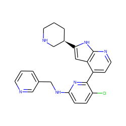 Clc1ccc(NCc2cccnc2)nc1-c1ccnc2[nH]c([C@@H]3CCCNC3)cc12 ZINC000226033823