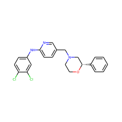 Clc1ccc(Nc2ccc(CN3CCO[C@@H](c4ccccc4)C3)cn2)cc1Cl ZINC000040430034