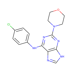 Clc1ccc(Nc2nc(N3CCOCC3)nc3[nH]cnc23)cc1 ZINC000053312500