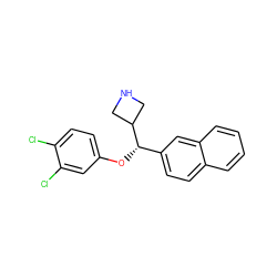 Clc1ccc(O[C@@H](c2ccc3ccccc3c2)C2CNC2)cc1Cl ZINC000095554480