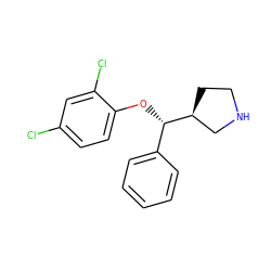 Clc1ccc(O[C@@H](c2ccccc2)[C@H]2CCNC2)c(Cl)c1 ZINC000095587957