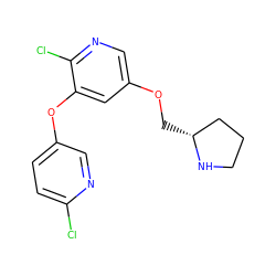 Clc1ccc(Oc2cc(OC[C@@H]3CCCN3)cnc2Cl)cn1 ZINC000043059617