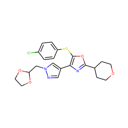 Clc1ccc(Sc2oc(C3CCOCC3)nc2-c2cnn(CC3OCCO3)c2)cc1 ZINC000199840371