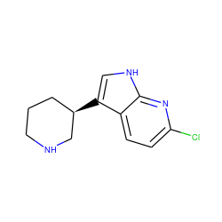 Clc1ccc2c([C@@H]3CCCNC3)c[nH]c2n1 ZINC000029131244