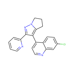 Clc1ccc2c(-c3c(-c4ccccn4)nn4c3CCC4)ccnc2c1 ZINC000027191101