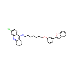 Clc1ccc2c(NCCCCCCCOc3cccc(-c4cc5ccccc5o4)c3)c3c(nc2c1)CCCC3 ZINC000072113621