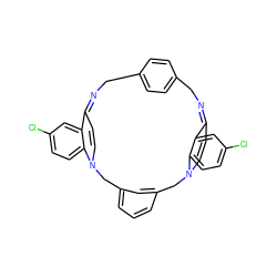 Clc1ccc2c(c1)C1=NCc3ccc(cc3)CN=C3C=CN(Cc4cccc(c4)CN2C=C1)c1ccc(Cl)cc13 ZINC000377845674