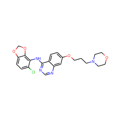 Clc1ccc2c(c1Nc1ncnc3cc(OCCCN4CCOCC4)ccc13)OCO2 ZINC000013559426