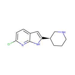 Clc1ccc2cc([C@@H]3CCCNC3)[nH]c2n1 ZINC000029131094