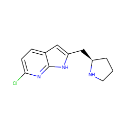 Clc1ccc2cc(C[C@H]3CCCN3)[nH]c2n1 ZINC000029130687