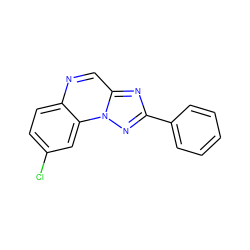 Clc1ccc2ncc3nc(-c4ccccc4)nn3c2c1 ZINC000299838365