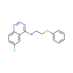 Clc1ccc2ncnc(NCCOc3ccccc3)c2c1 ZINC000039342655