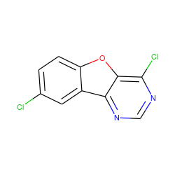 Clc1ccc2oc3c(Cl)ncnc3c2c1 ZINC000005023003