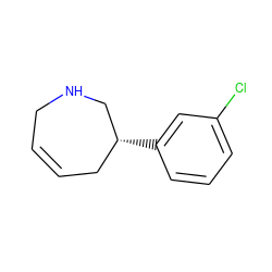 Clc1cccc([C@@H]2CC=CCNC2)c1 ZINC000095585403