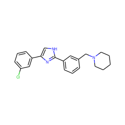 Clc1cccc(-c2c[nH]c(-c3cccc(CN4CCCCC4)c3)n2)c1 ZINC000066259453