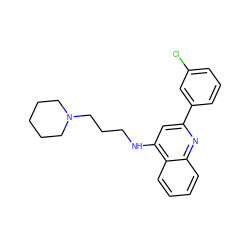 Clc1cccc(-c2cc(NCCCN3CCCCC3)c3ccccc3n2)c1 ZINC000208042313