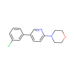 Clc1cccc(-c2ccc(N3CCOCC3)nc2)c1 ZINC000045299494