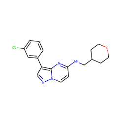 Clc1cccc(-c2cnn3ccc(NCC4CCOCC4)nc23)c1 ZINC000299839659