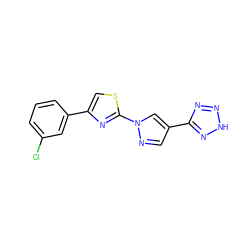 Clc1cccc(-c2csc(-n3cc(-c4nn[nH]n4)cn3)n2)c1 ZINC000473136703