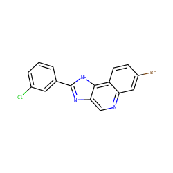 Clc1cccc(-c2nc3cnc4cc(Br)ccc4c3[nH]2)c1 ZINC000073224358