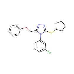 Clc1cccc(-n2c(COc3ccccc3)nnc2SC2CCCC2)c1 ZINC000095595897