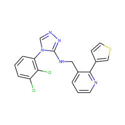 Clc1cccc(-n2cnnc2NCc2cccnc2-c2ccsc2)c1Cl ZINC000029126407